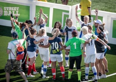 Finland and France celebrate together after their game © Anita Milas