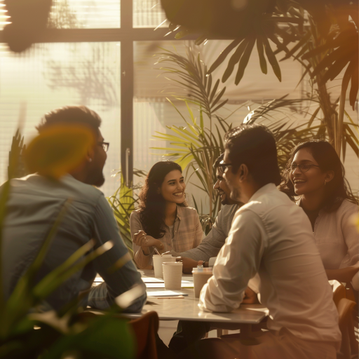 group of people in a meeting around a table