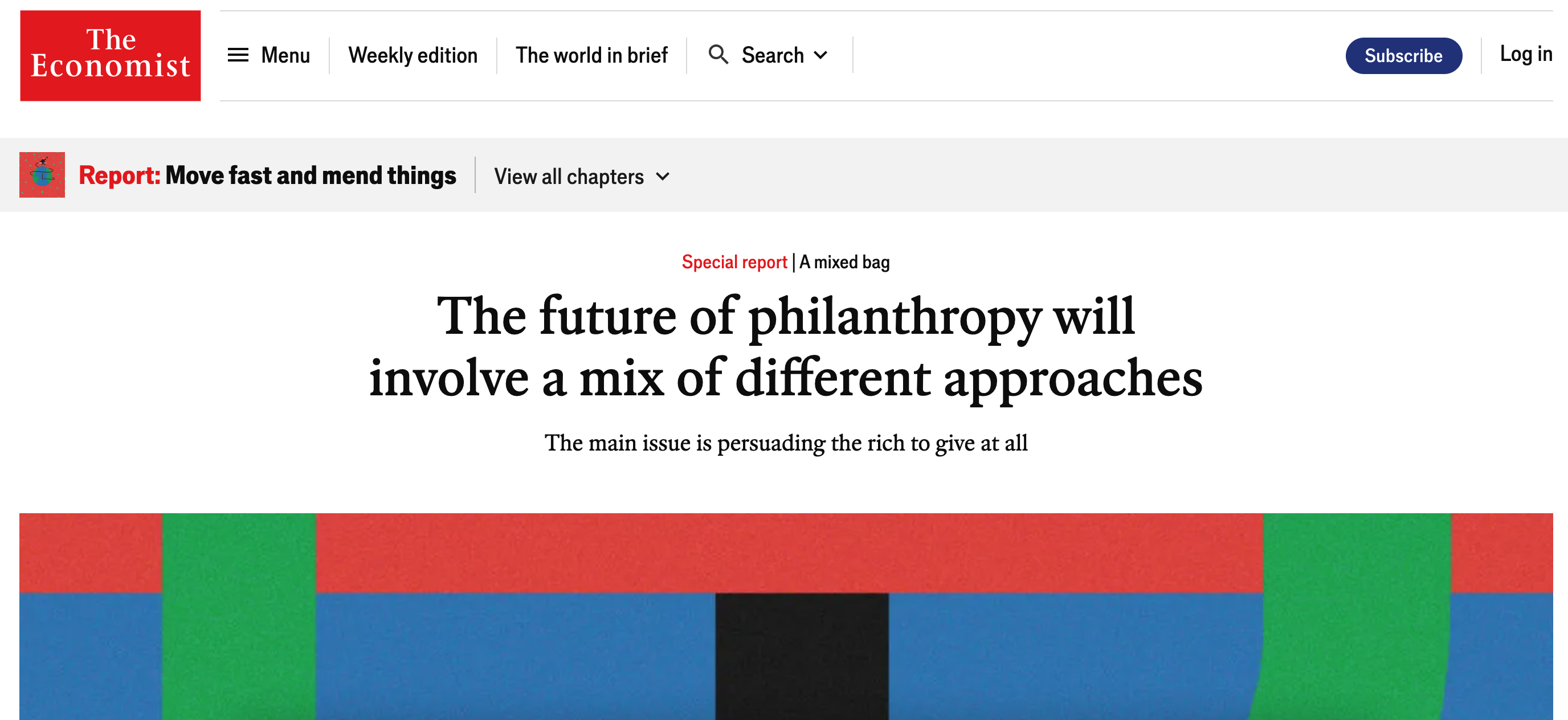 the future of philanthropy in The Economist's report