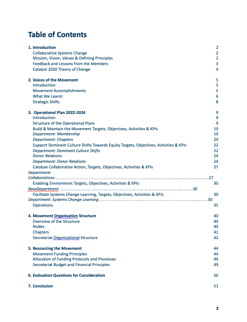 3 years operating plan Table of Contents 